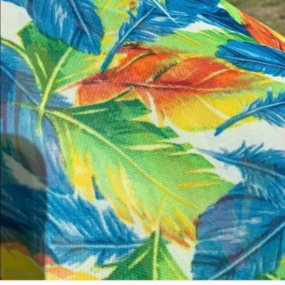 Feather Print Asymmetrical Tank Size L Green Blue Kay Celine Boho Hippie - Picture 8 of 8